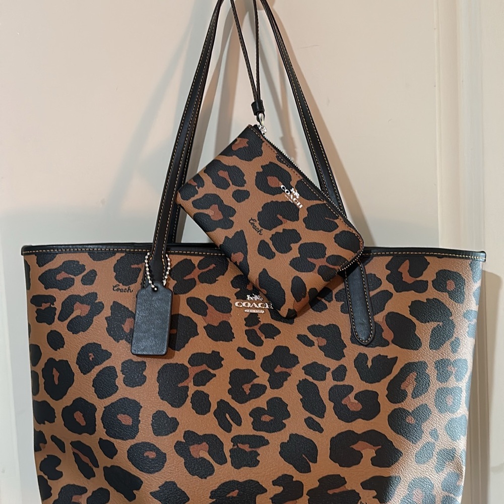 Coach Brown and Black Animal Print Tote